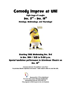 Comedy Improv at Uni coming December 3-18